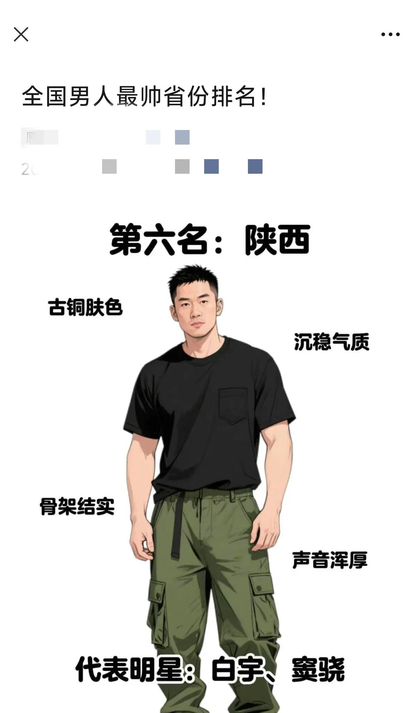 全国最帅男人省份排名 ​​​